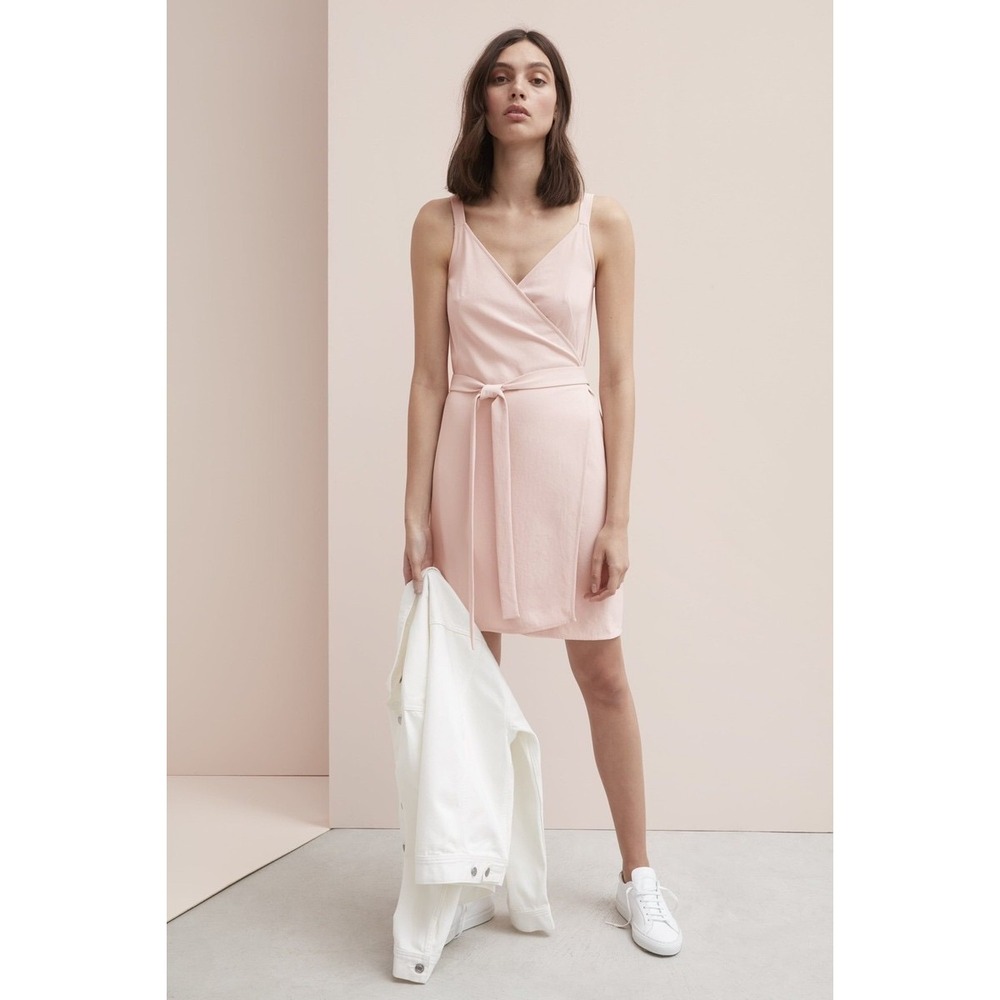 Everlane Japanese GoWeave Pink Wrap Mini Dress Size 4‎ Casual Minimalist Classic
